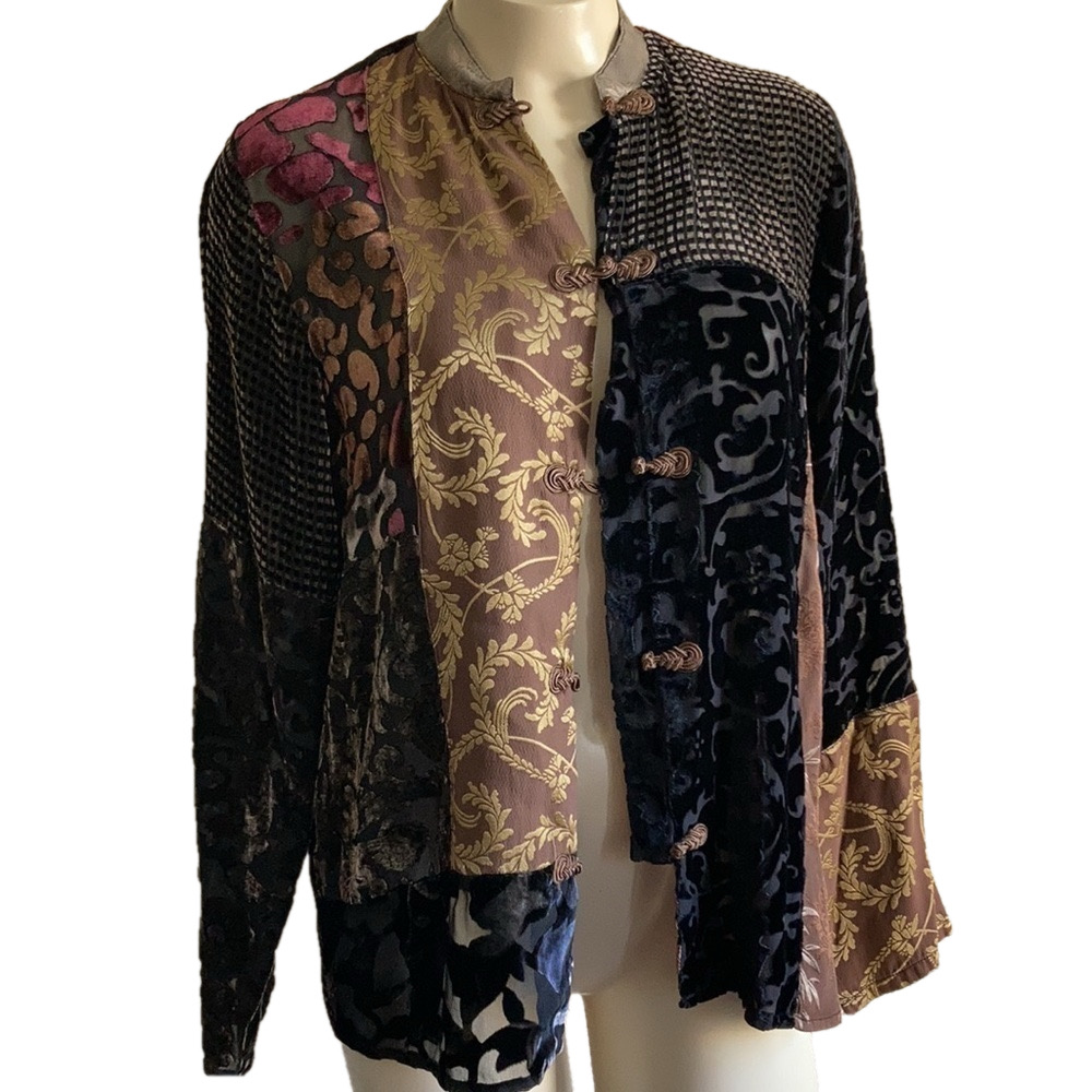 𝅺citron Santa Monika Chinese style patchwork blouse SMALl